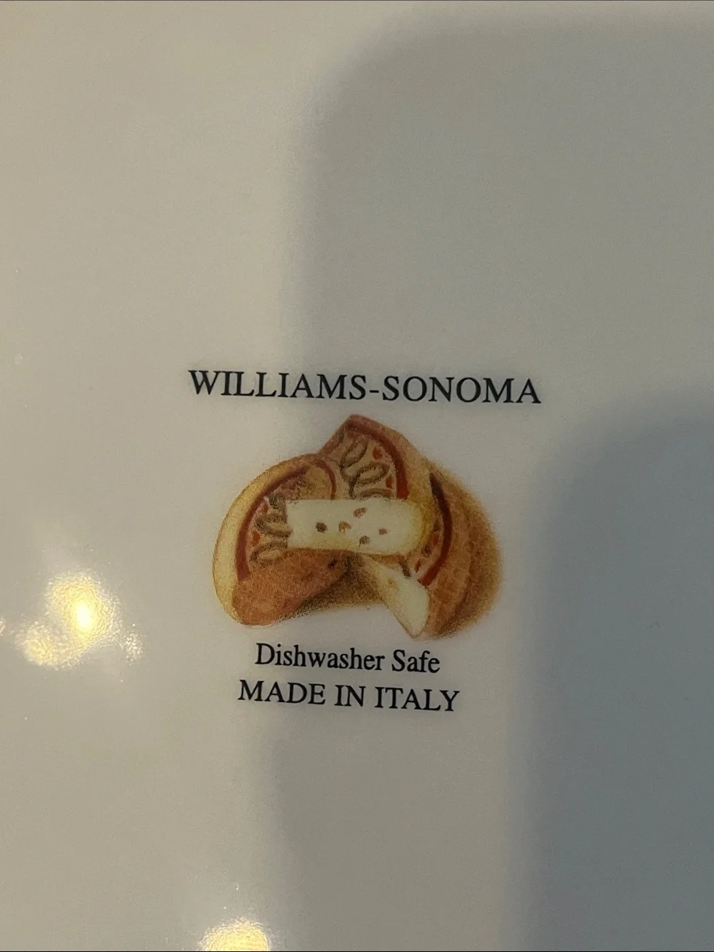Williams-Sonoma White Ceramic serving tray with Cheese Illustration